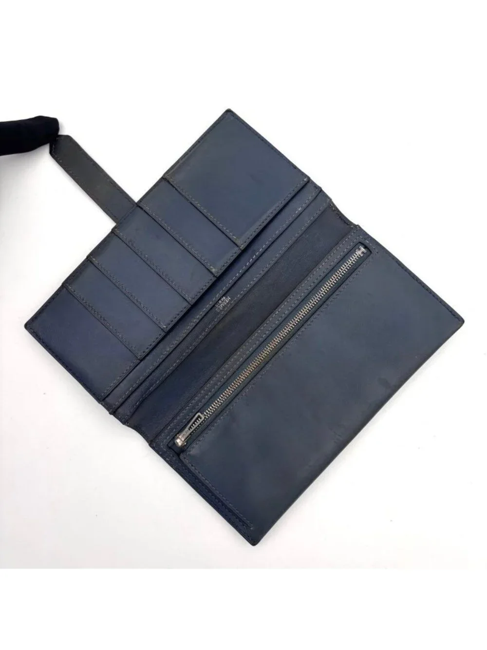 Hermes Bearn Classic Box Calf Navy Wallet Bifold